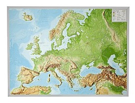Reliefkarte Europa Gross 1 : 8.000.000 mit Aluminium Rahmen