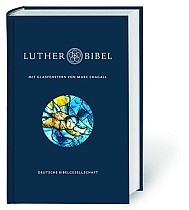 Lutherbibel mit Glasfenstern von Marc Chagall