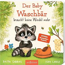 Der Baby Waschbär braucht keine Windel mehr